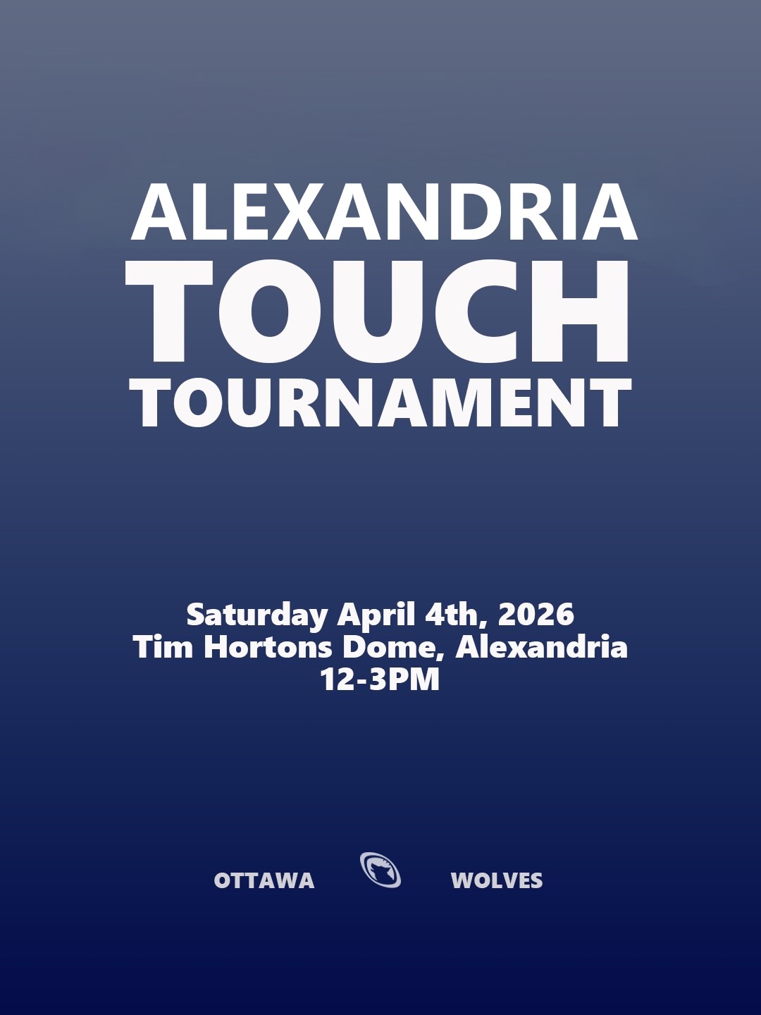 The pack is ready 🐺 

We’re heading to Alexandria for our first touch tournament of the season!

🗓️ Saturday April 4th
📍 Tim Hortons Dome, Alexandria 
⏰ 12-3PM

@rugbyontario @eorugby