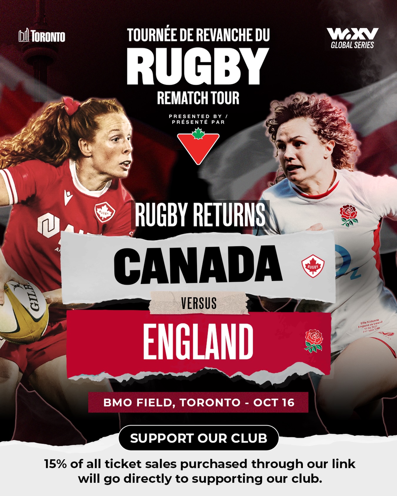 TICKETS ON SALE NOW! 🎟️ 

Tickets for the upcoming match at BMO Field in Toronto are now on sale. Join us in supporting @rugbycanada as they take on @redrosesrugby in Toronto on October 16.

15% of all ticket sales for the upcoming Canada Women’s 15s match sold directly through our club’s exclusive link will help support us!

🔗 Link is in our bio to buy tickets!
 
THIS IS RUGBY. THIS IS CANADA.

🗓️ Friday, October 16th 2026
🏟️ BMO Field, Toronto

@eorugby @rugbyontario #ottawarugby #inclusiverugby #igrugby #rugby #toronto